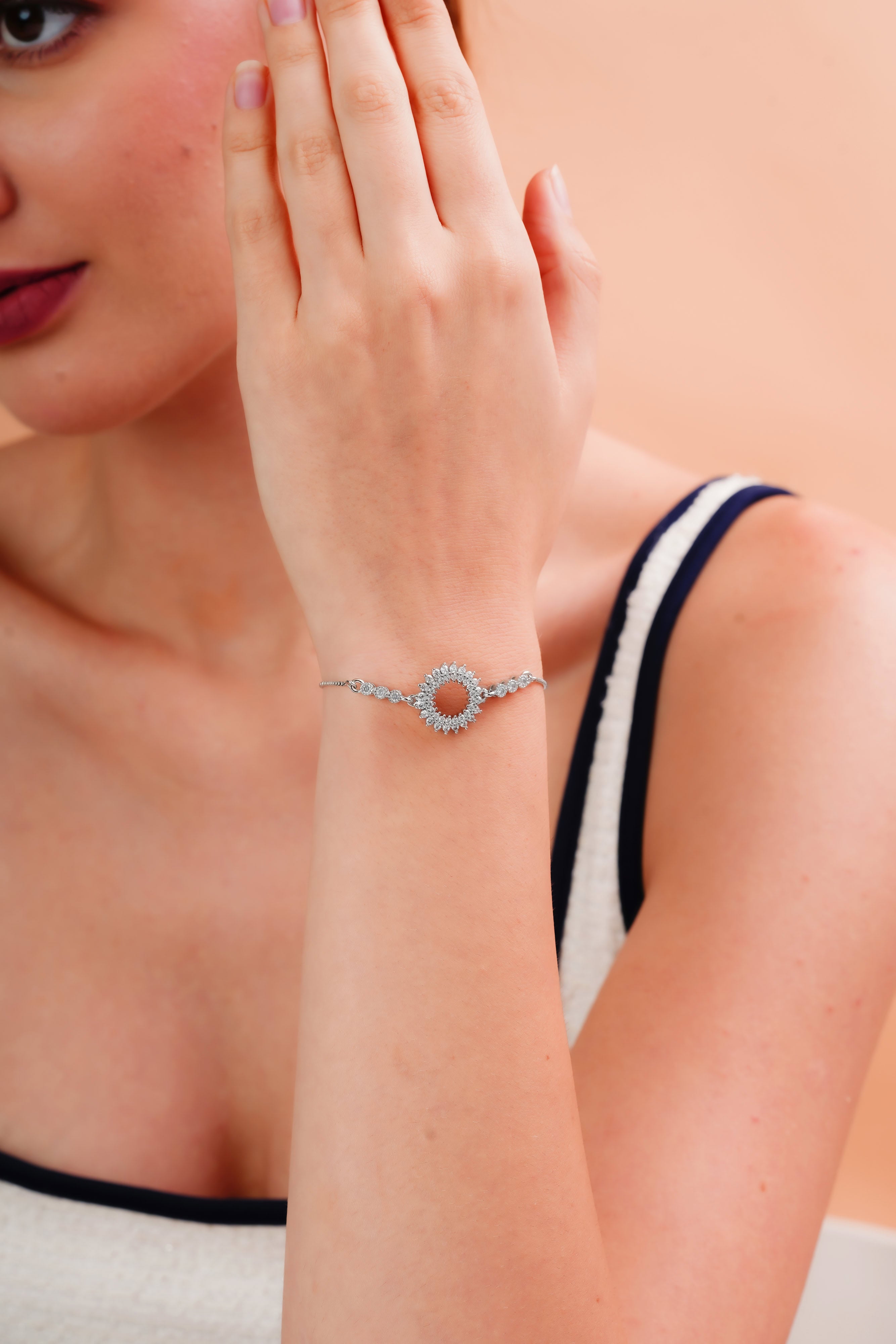 Sparkling Halo Circle Bracelet for Women