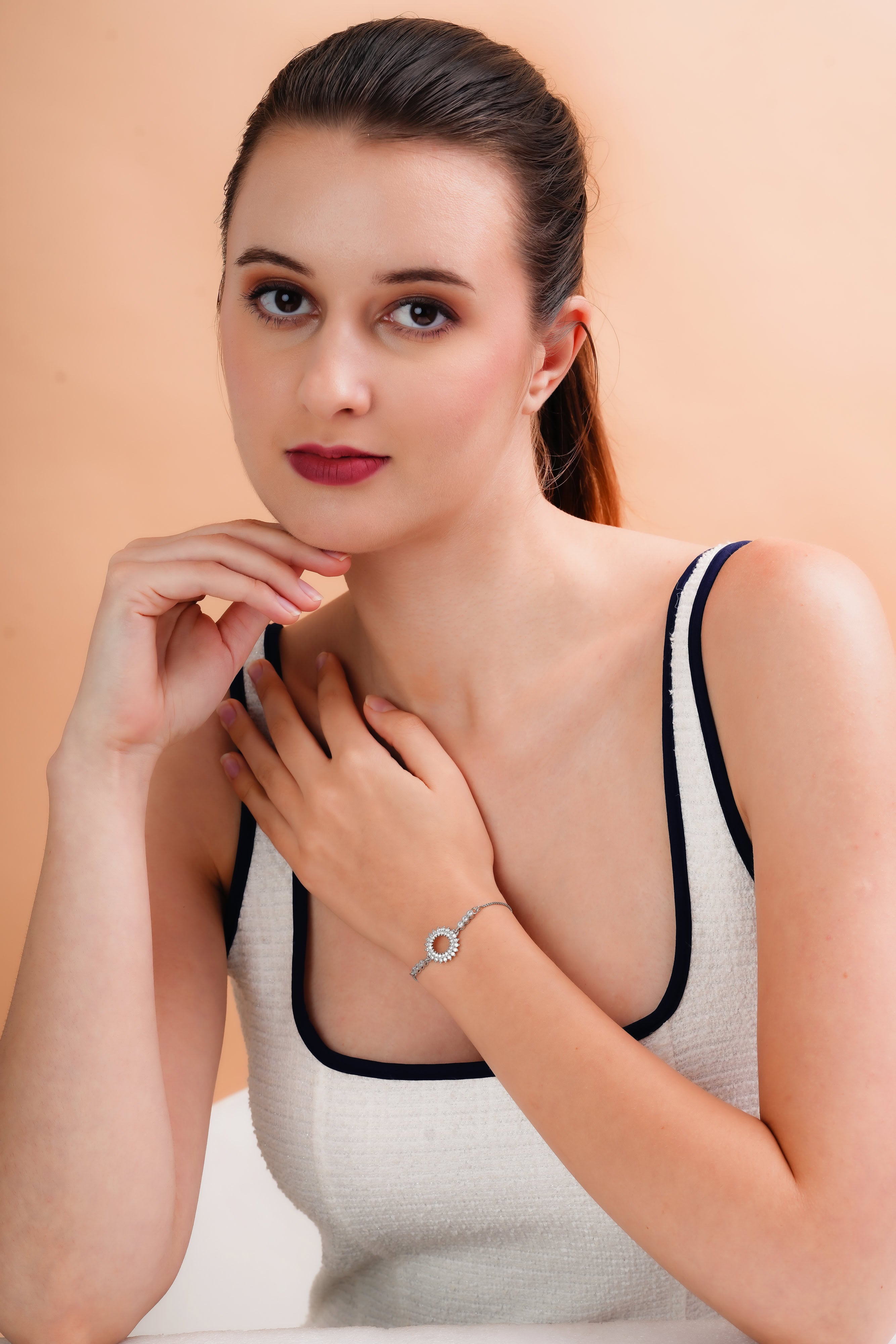 Sparkling Halo Circle Bracelet for Women