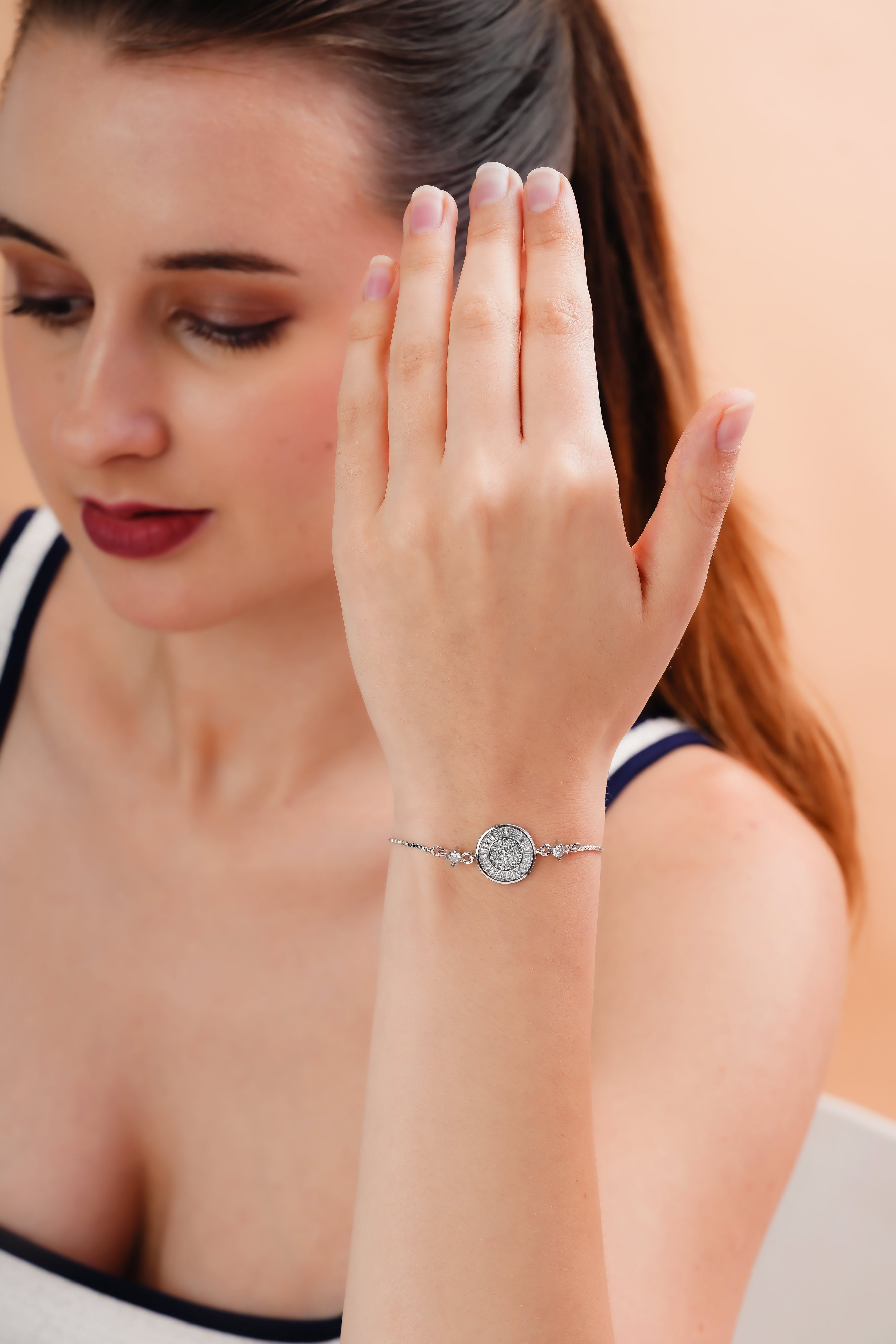 Radiant Sunburst Silver-Tone Bracelet