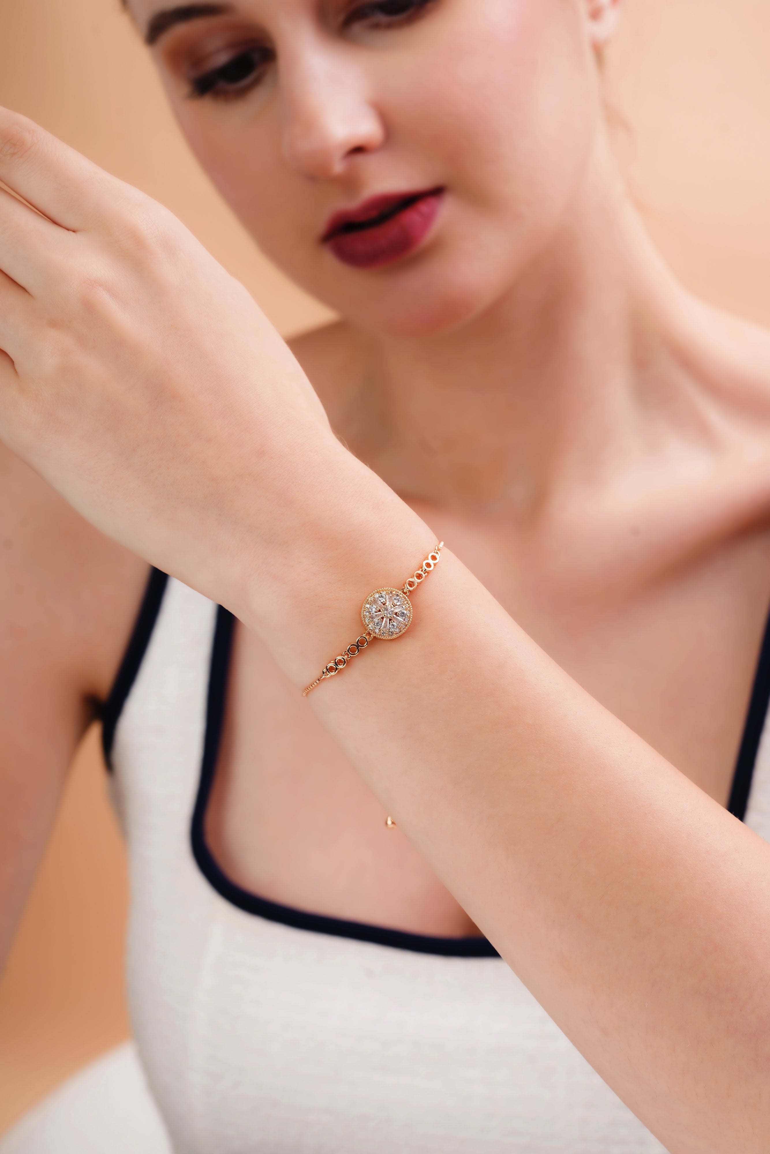 Radiant Halo Rose Gold-Tone Bracelet