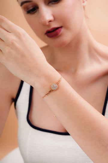 Radiant Halo Rose Gold-Tone Bracelet