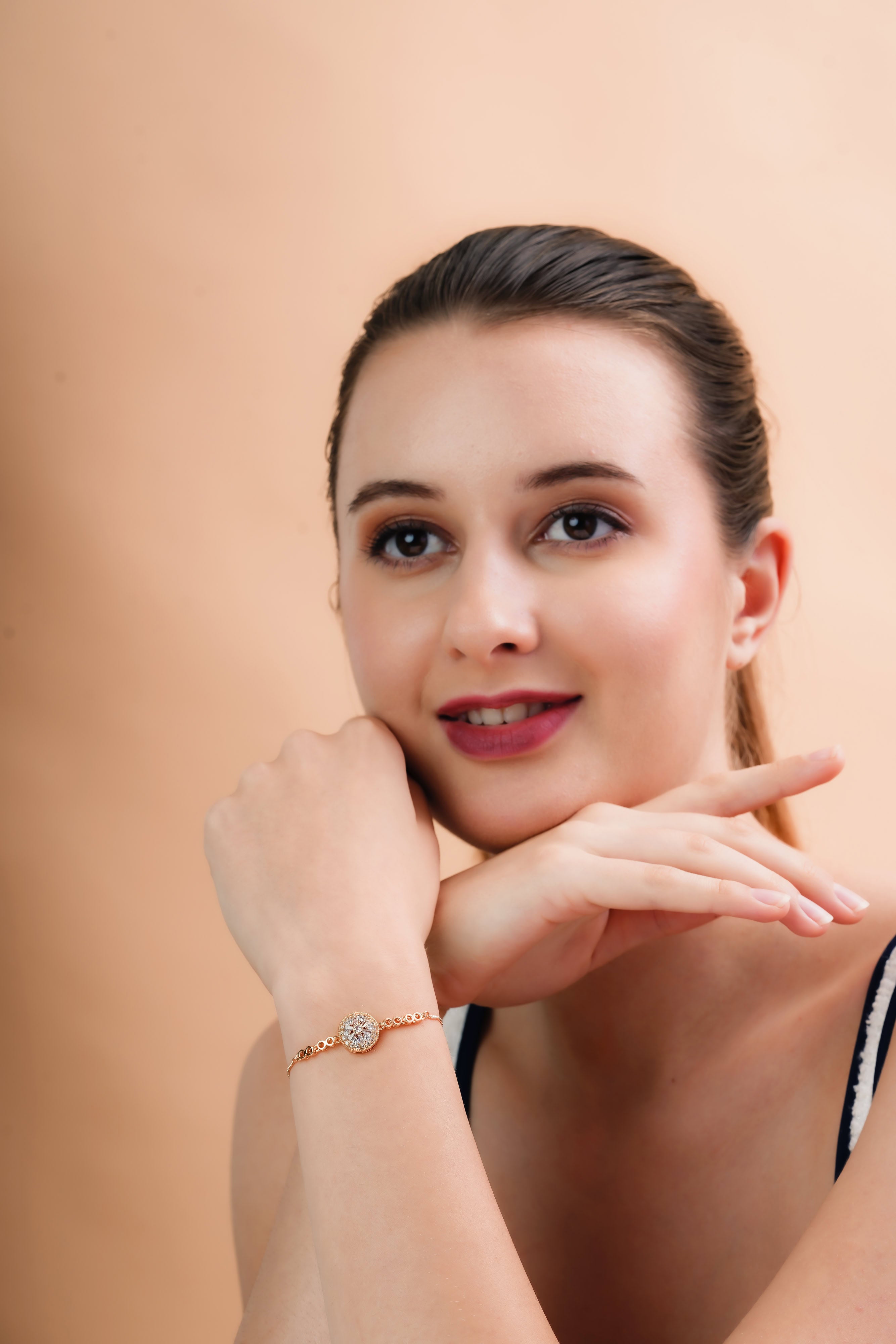Radiant Halo Rose Gold-Tone Bracelet