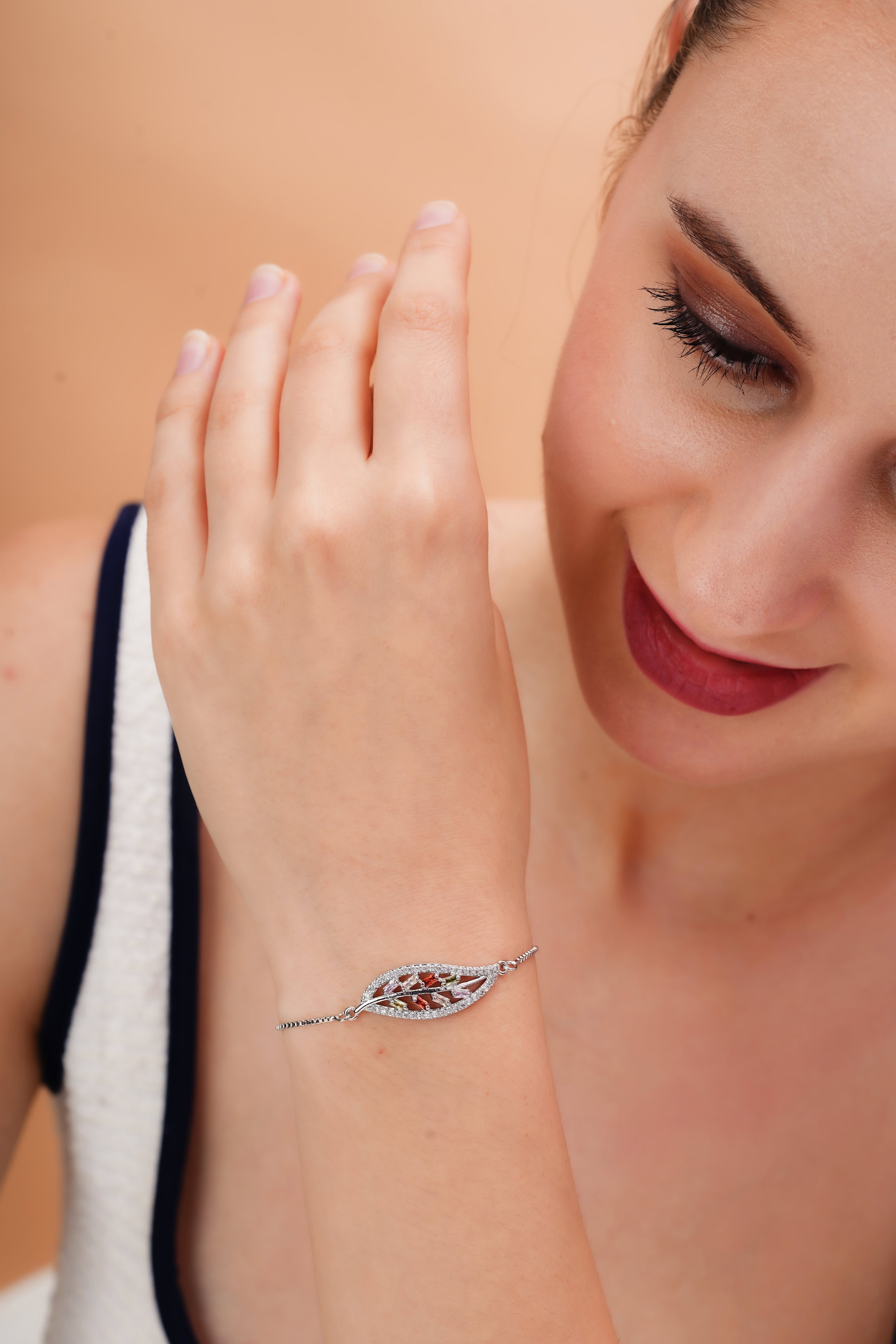 Nature Leaf Silver-Tone Adjustable Bracelet