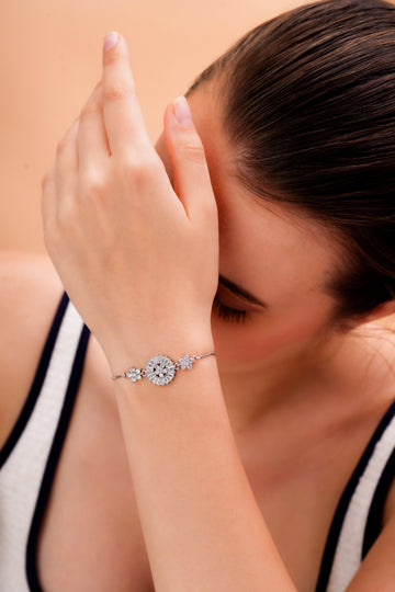 Starlight Halo Silver-Tone Adjustable Bracelet