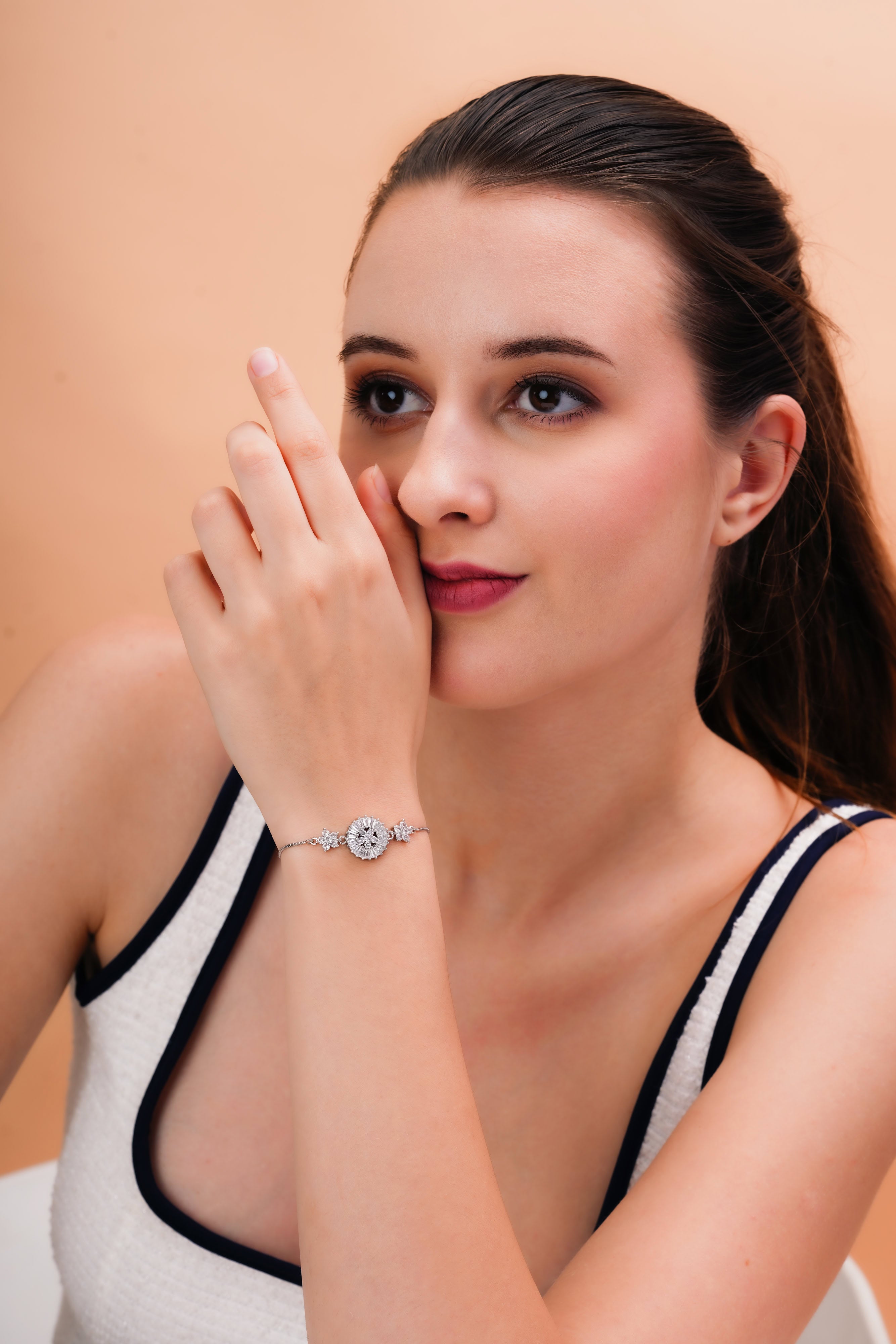Starlight Halo Silver-Tone Adjustable Bracelet