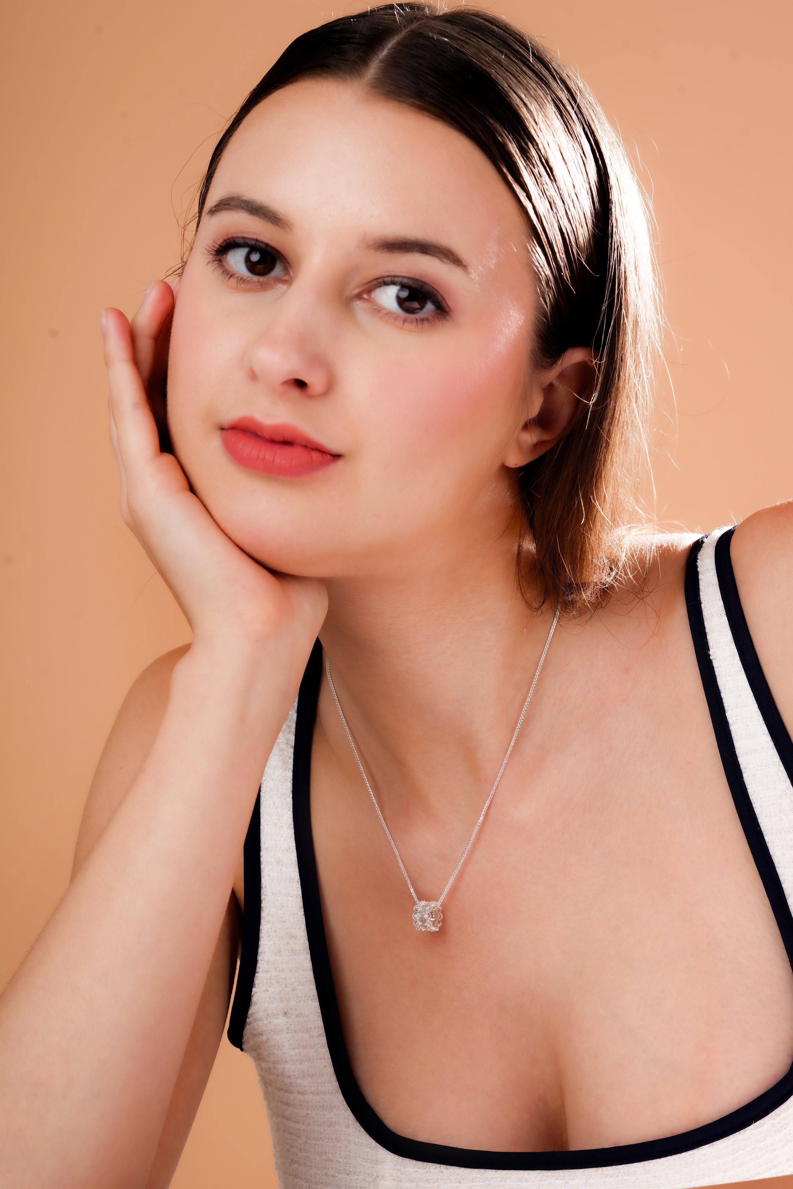 Elara Silver-Tone Floral Cluster Pendant Necklace