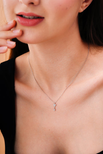 Triangle Drop Pendant Necklace for Women | Silver