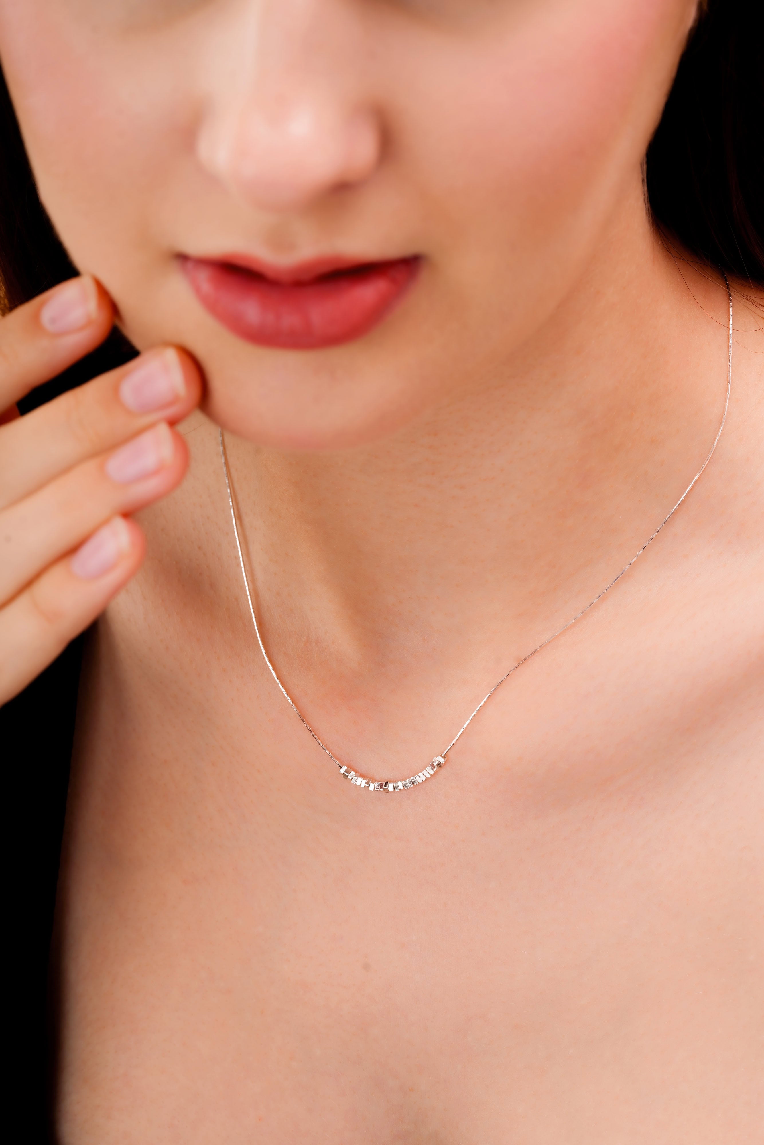 Minimalist Rectangular Bar Necklace for Women | Silver-Tone