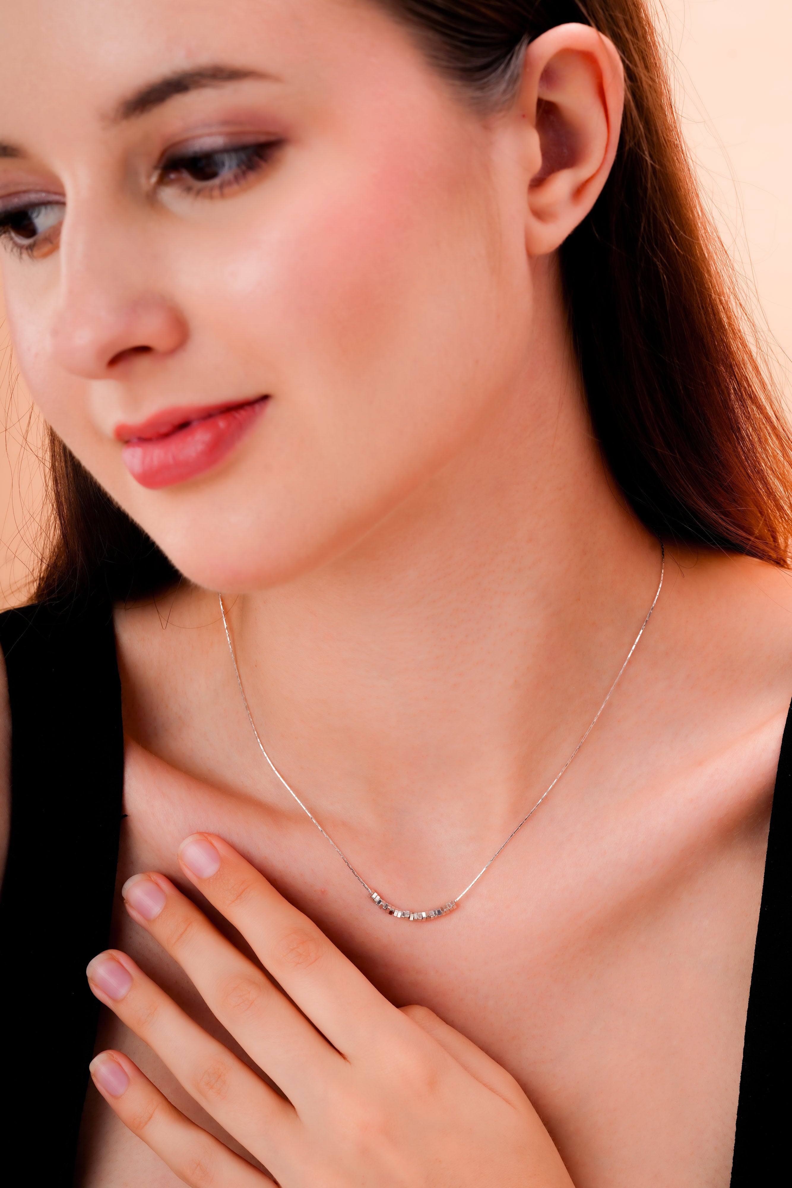 Minimalist Rectangular Bar Necklace for Women | Silver-Tone