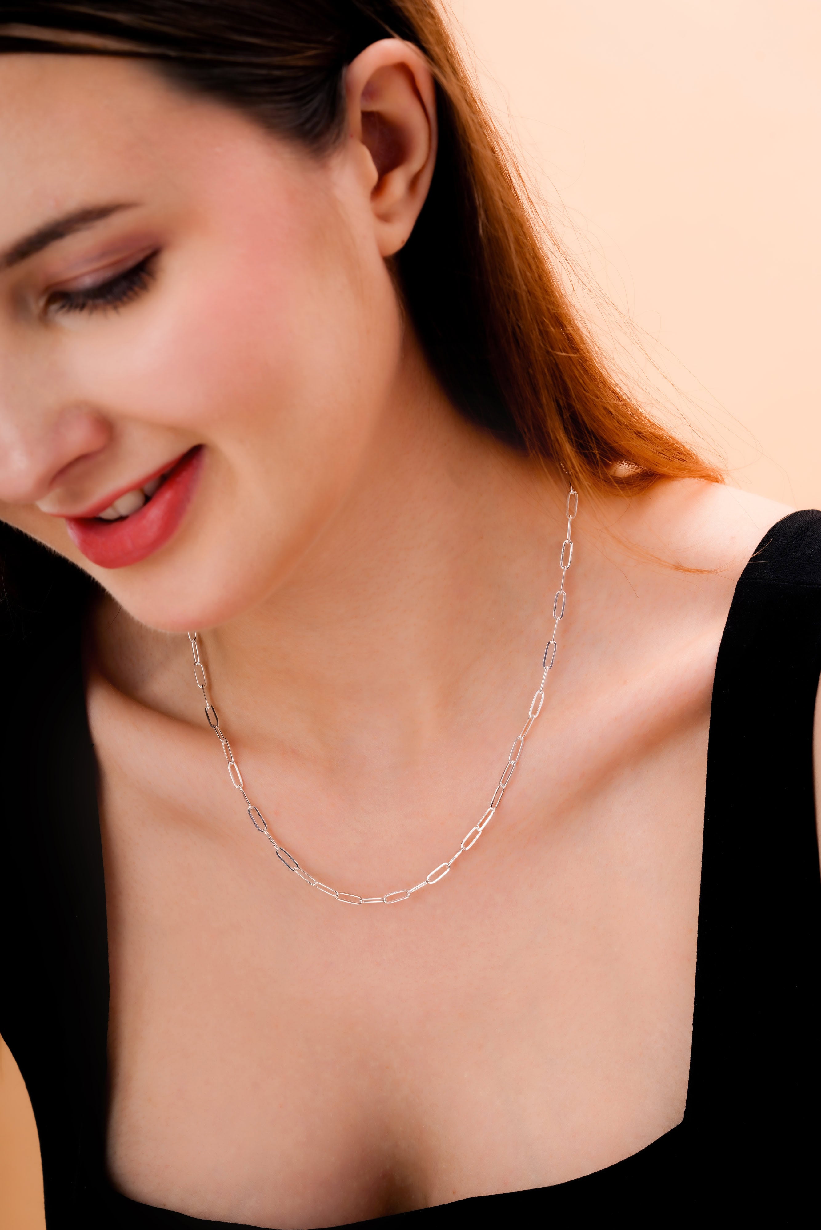 Paperclip Link Chain Necklace for Women | Silver