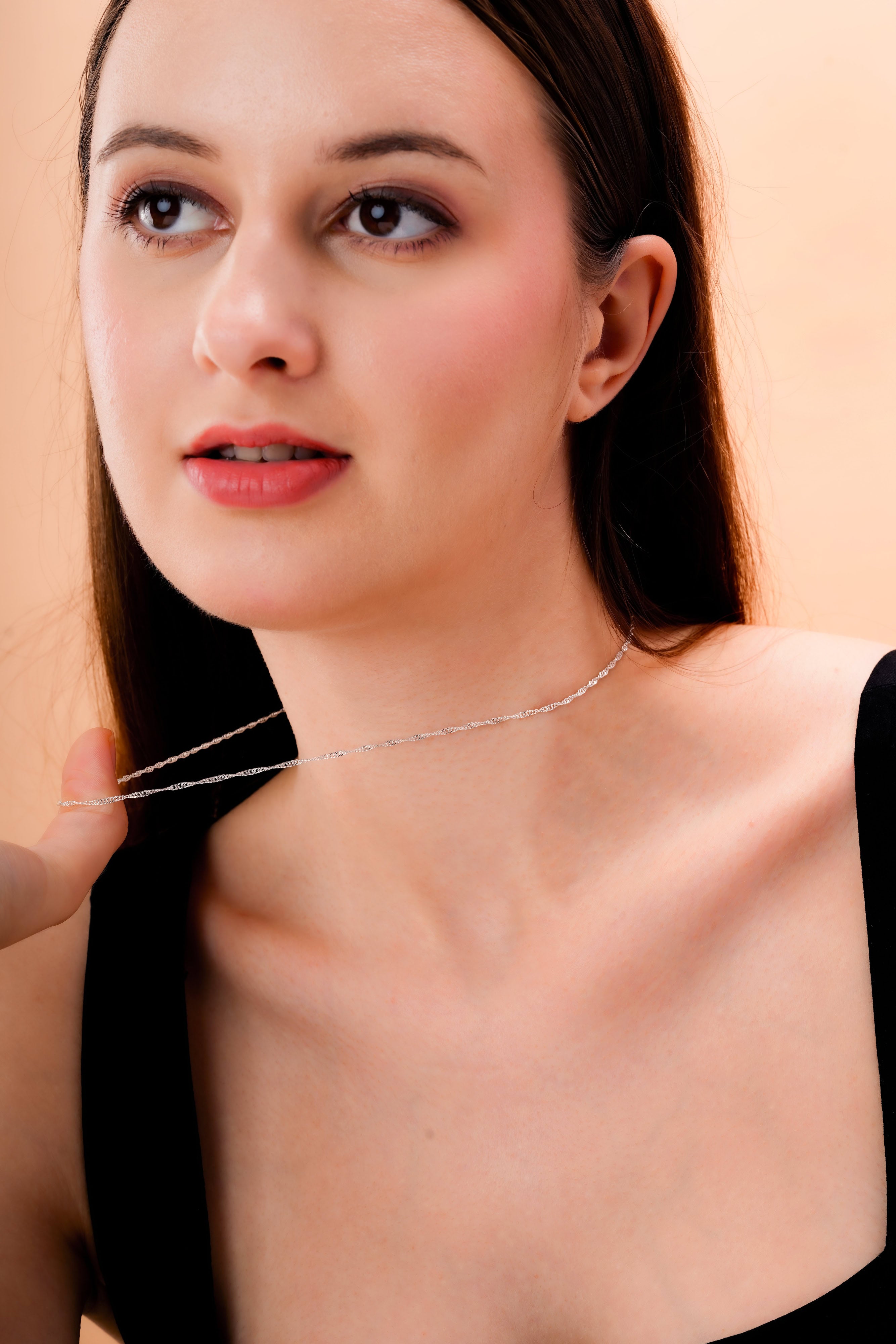 Silver-Tone Twisted Chain Necklace | Minimal Jewelry for Women
