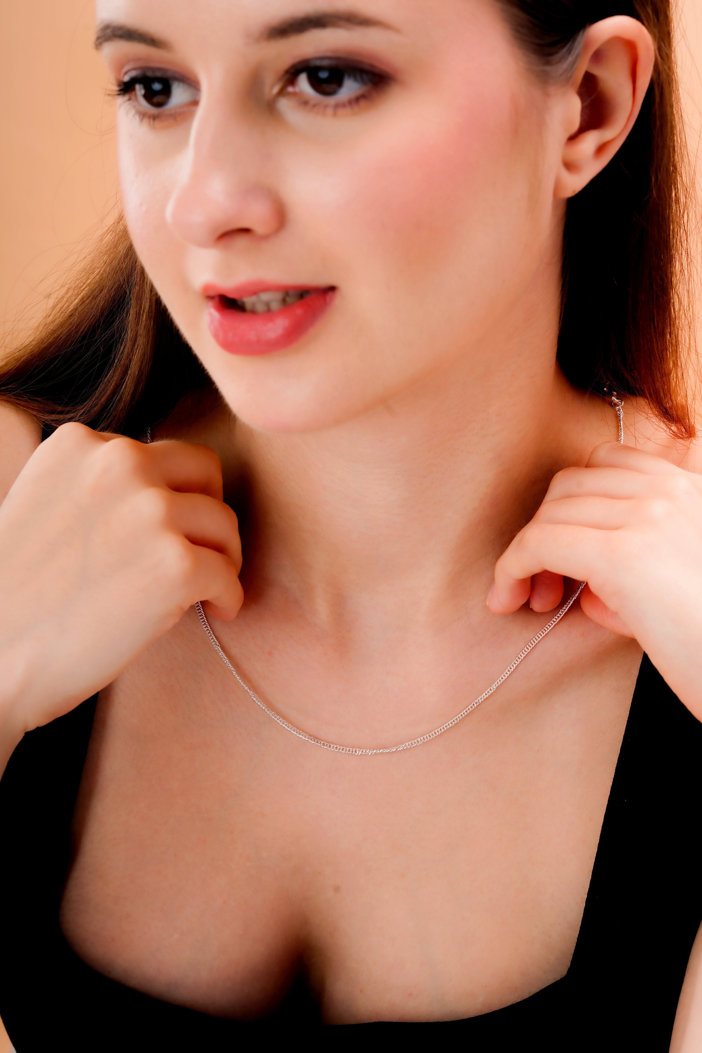 Silver-Tone Flat Link Chain Necklace | Minimal Jewelry for Women