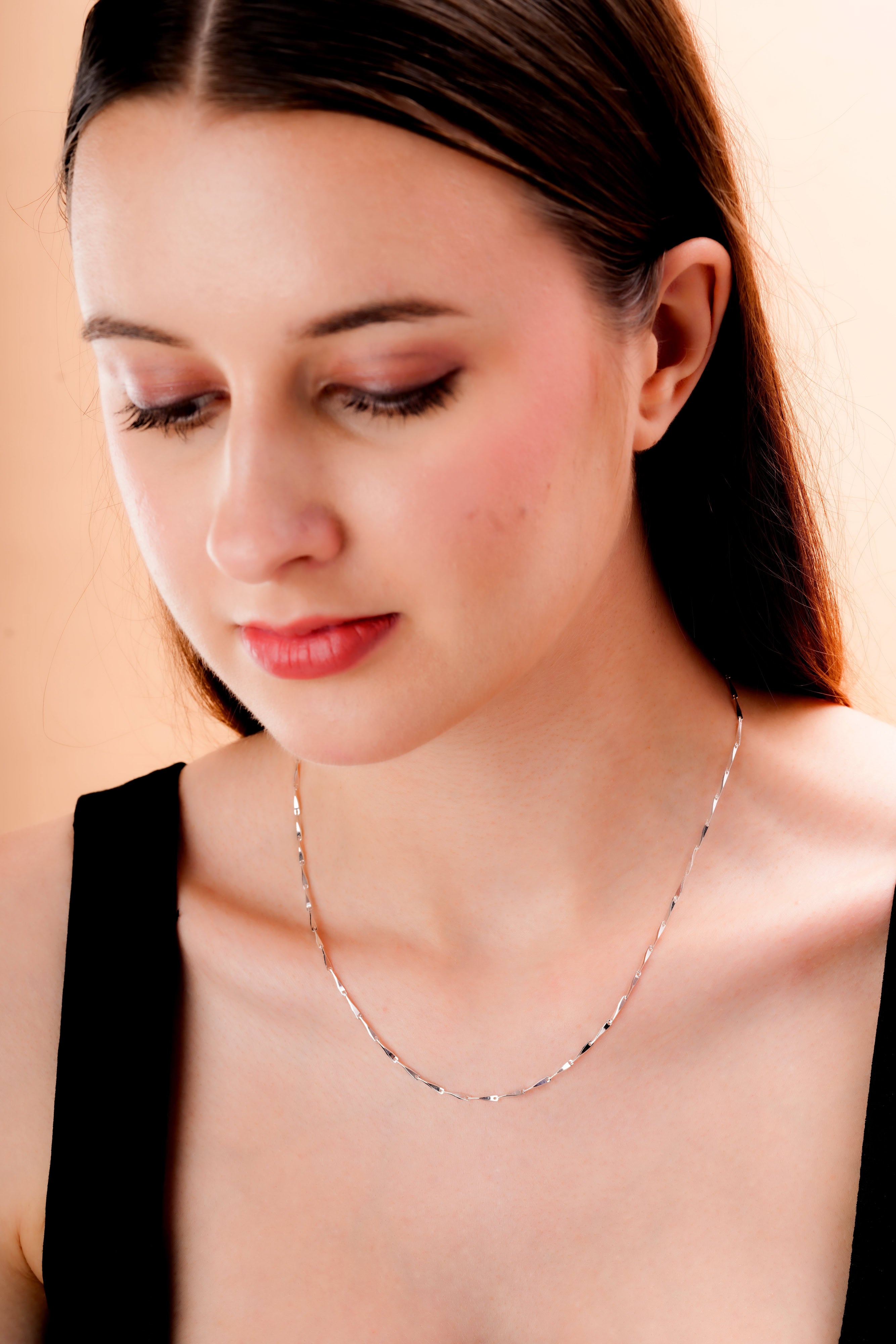 Reflective Bar Link Chain Necklace for Women