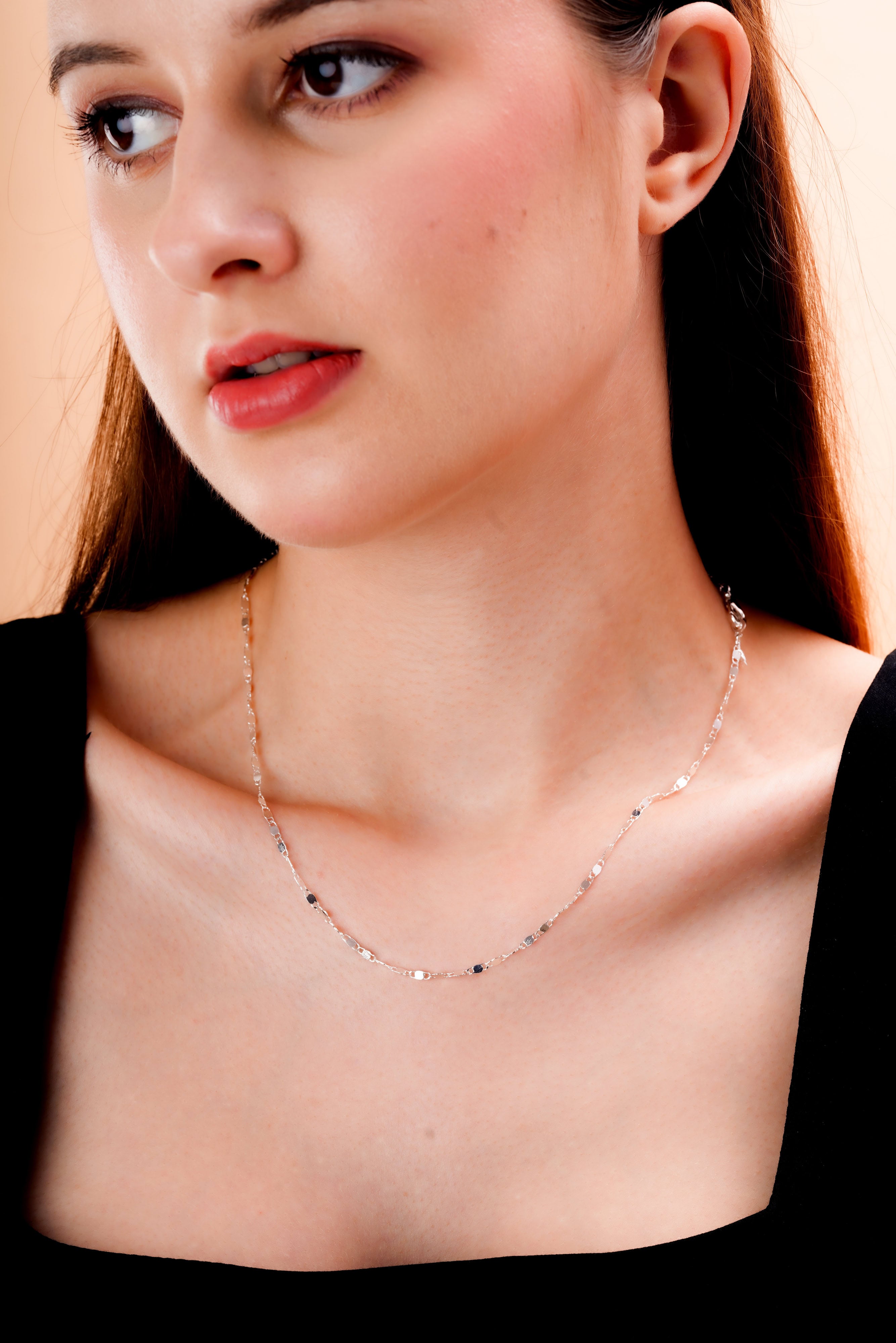 Delicate Faceted Station Chain Necklace for Women