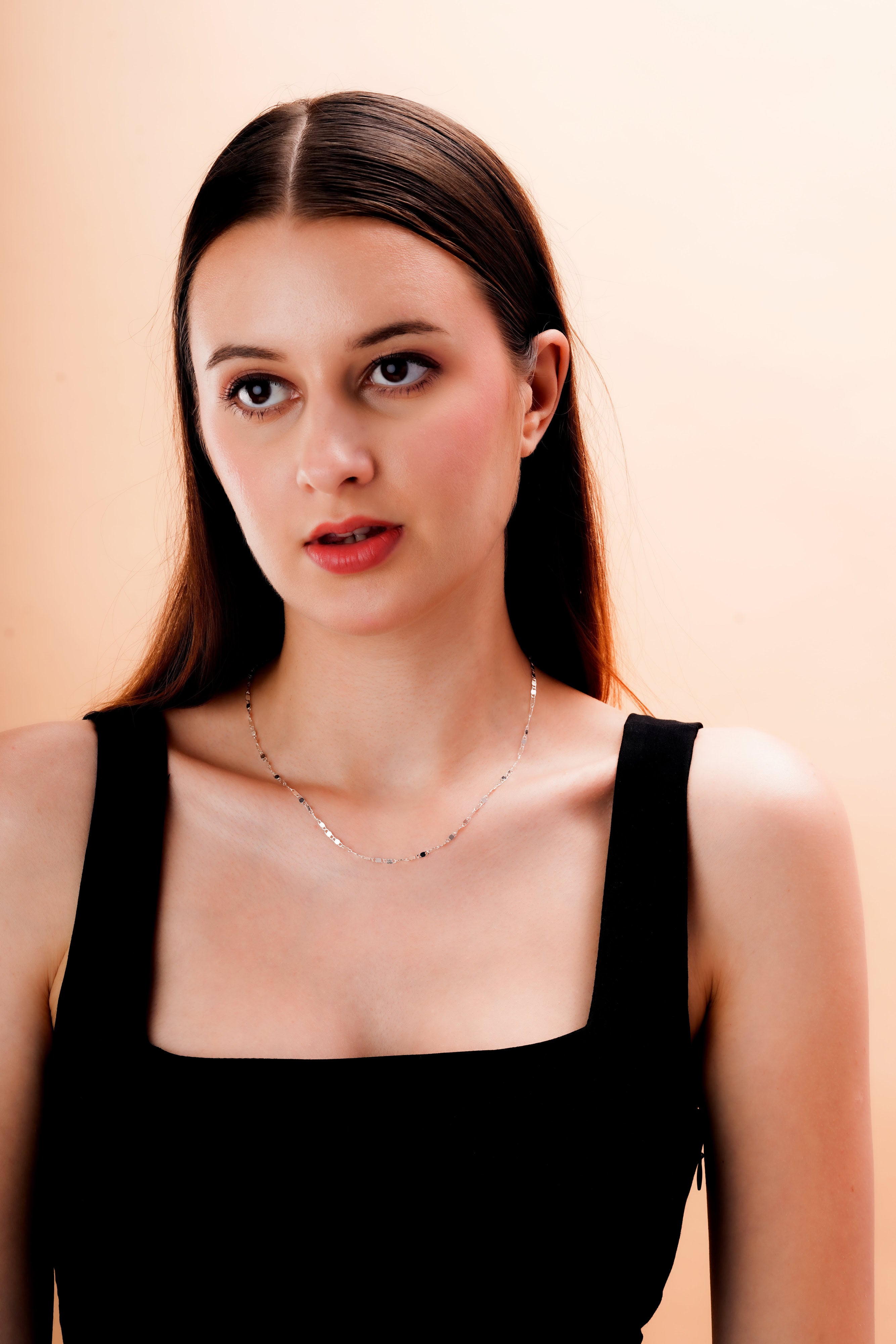 Delicate Faceted Station Chain Necklace for Women