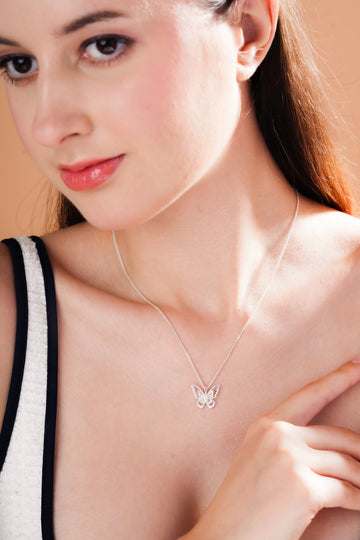 Openwork Butterfly Pendant Necklace for Women