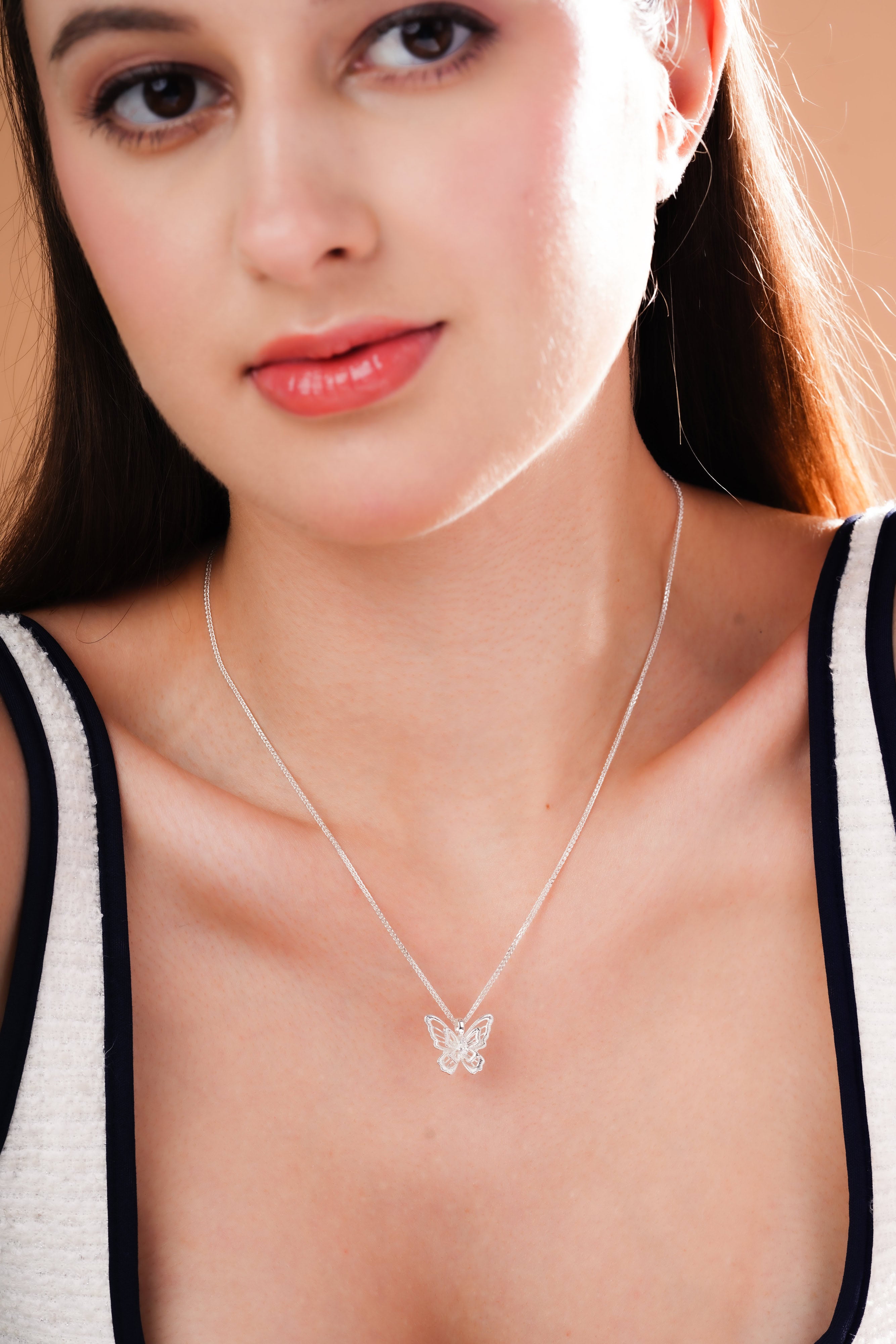 Openwork Butterfly Pendant Necklace for Women