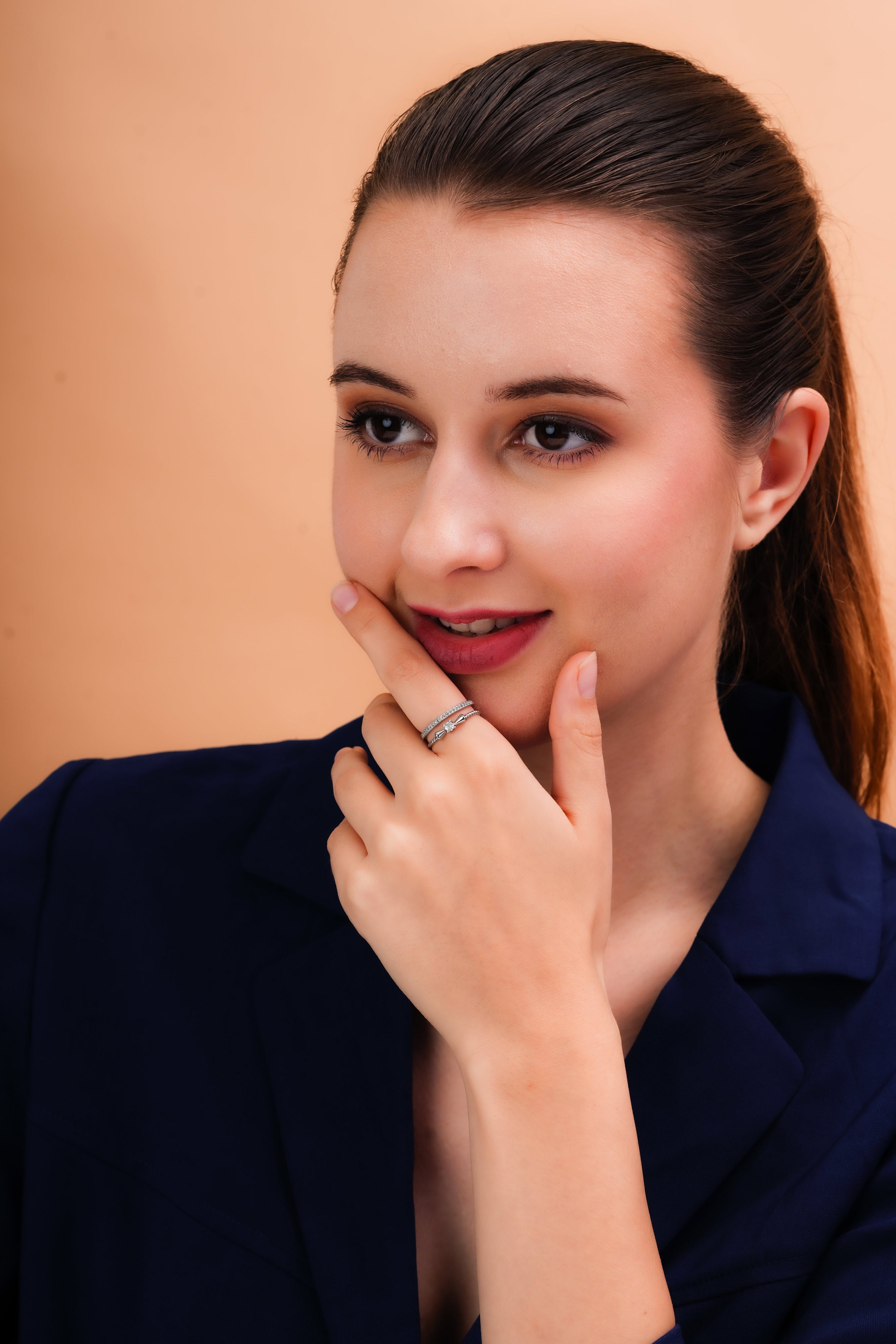 Bow Accent Stackable Ring Set for Women