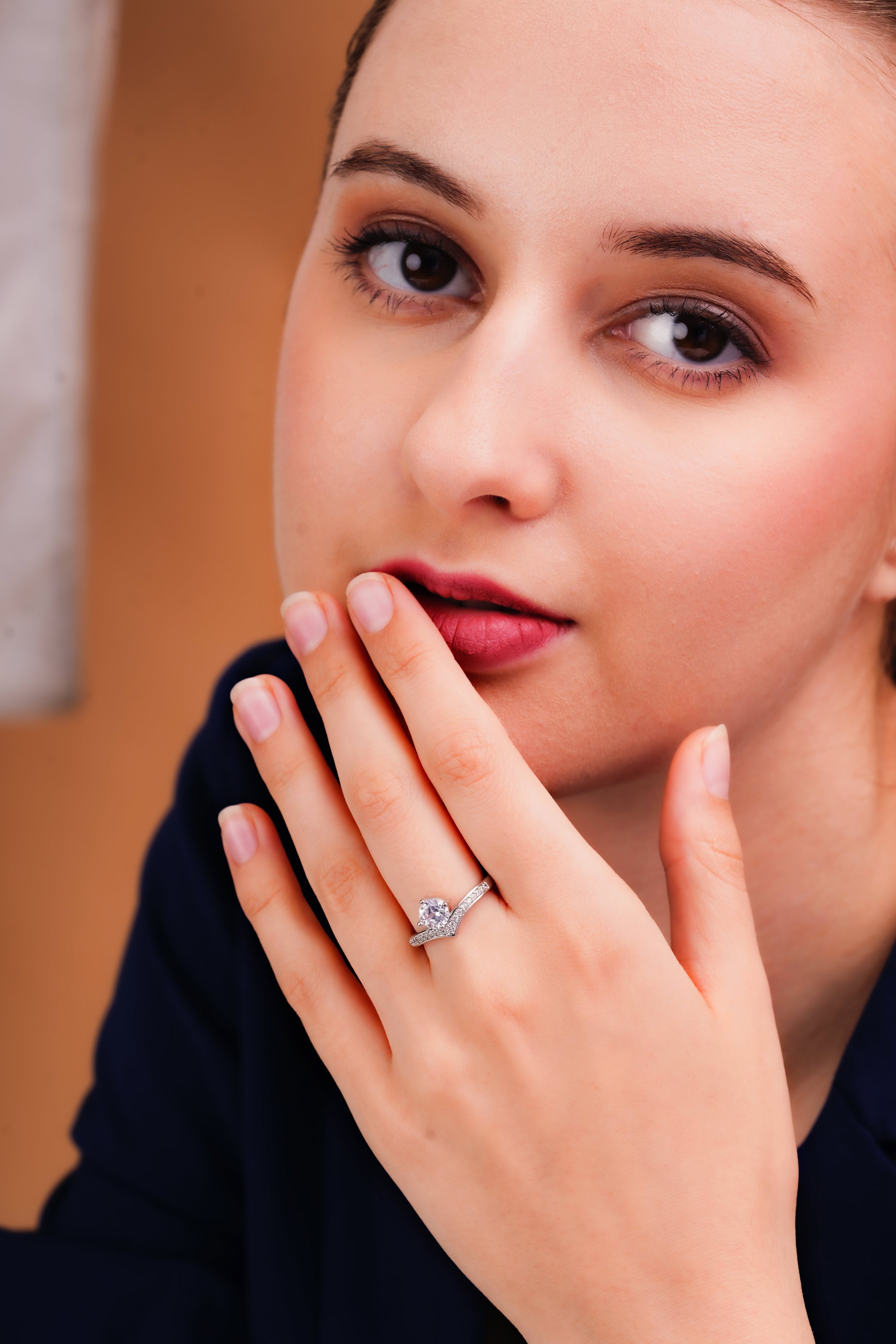 Round Centre Crossover Chevron Ring for Women