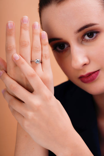 Cushion Cut Solitaire Ring with Sleek Band