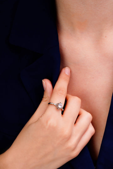 Elara Sunburst Halo Ring for Women with Sparkling Band