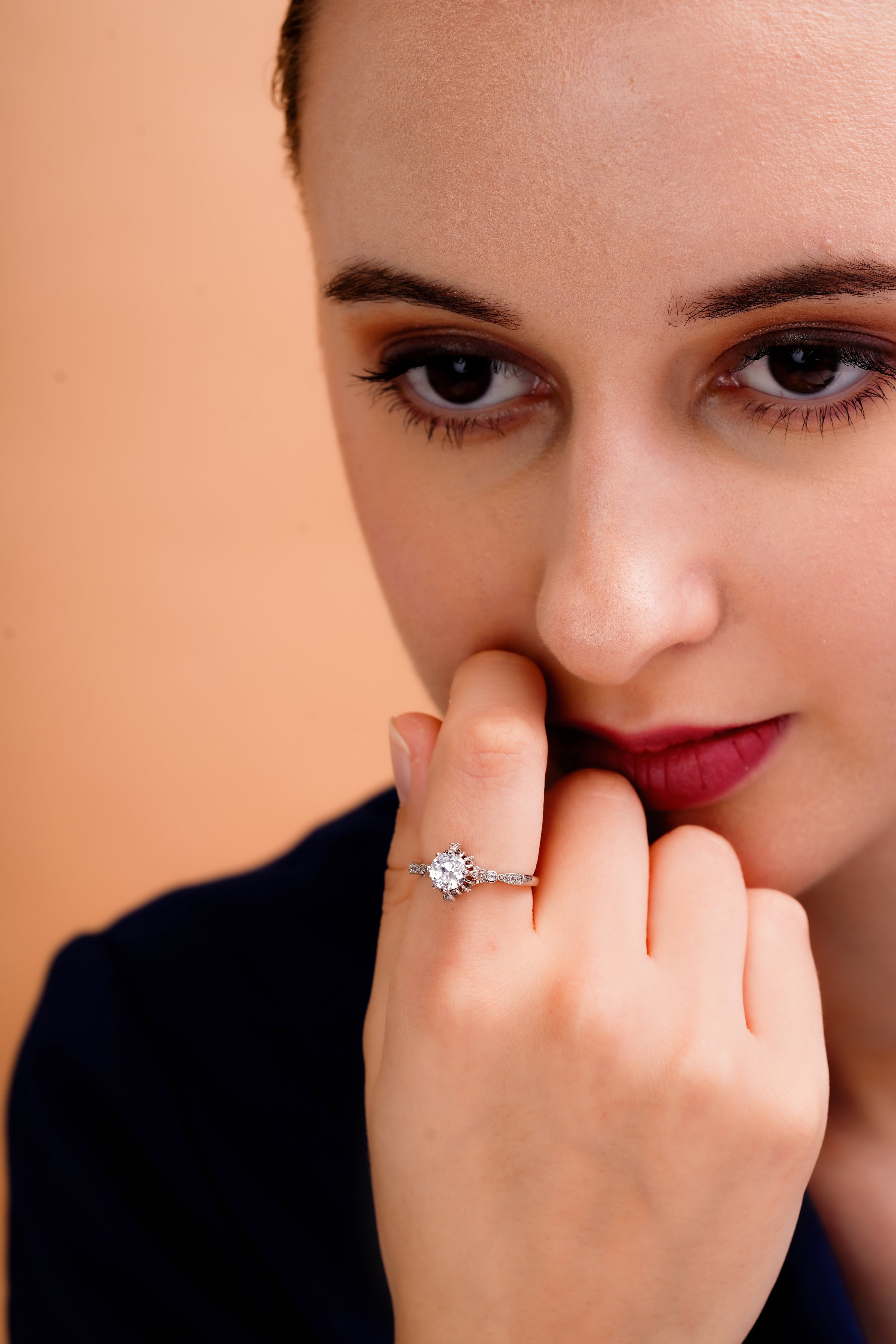 Elara Sunburst Halo Ring for Women with Sparkling Band