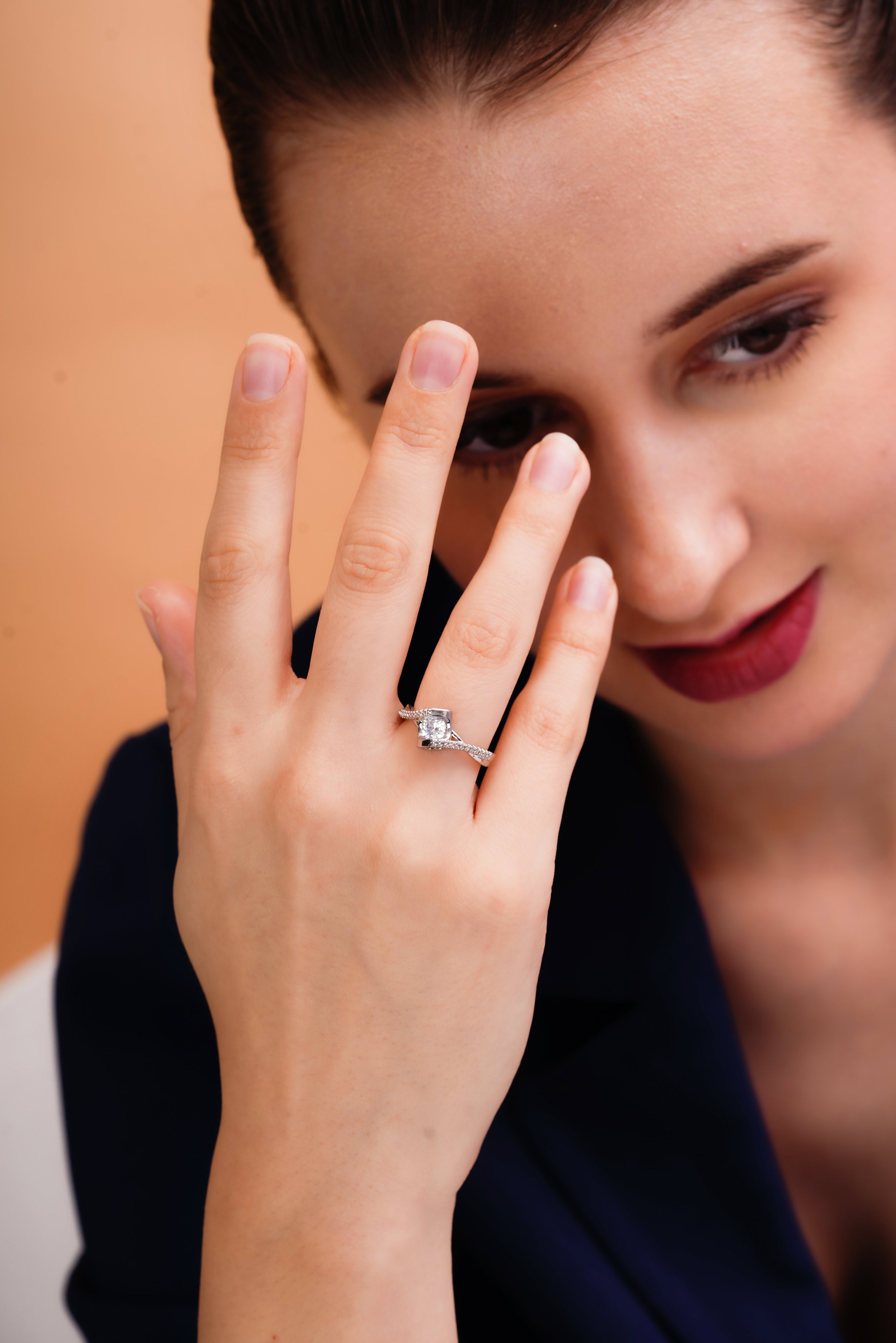 Astra Geometric Twist Solitaire Ring for Women
