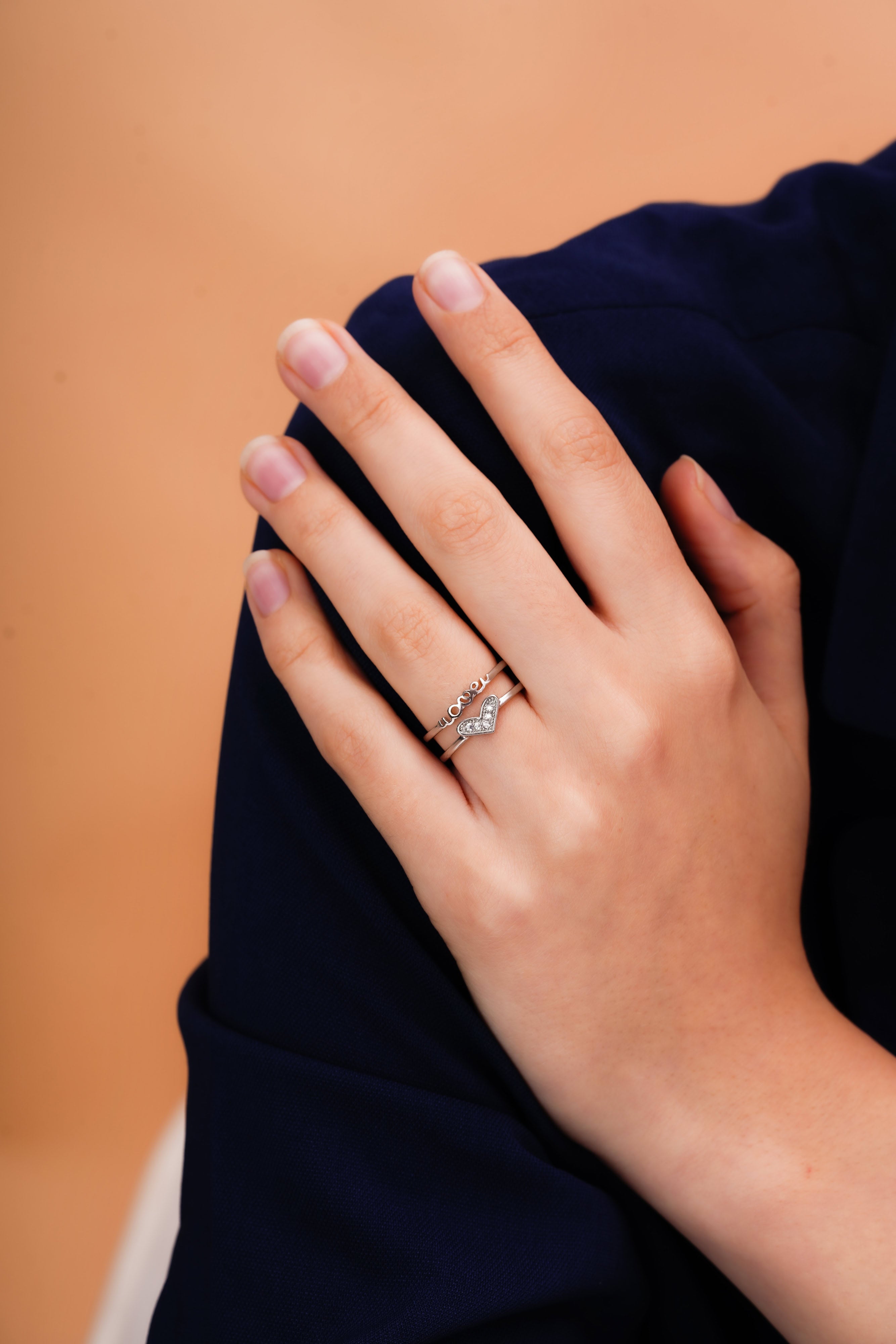 Heart and Love Stackable Ring Set for Women | Silver-Tone