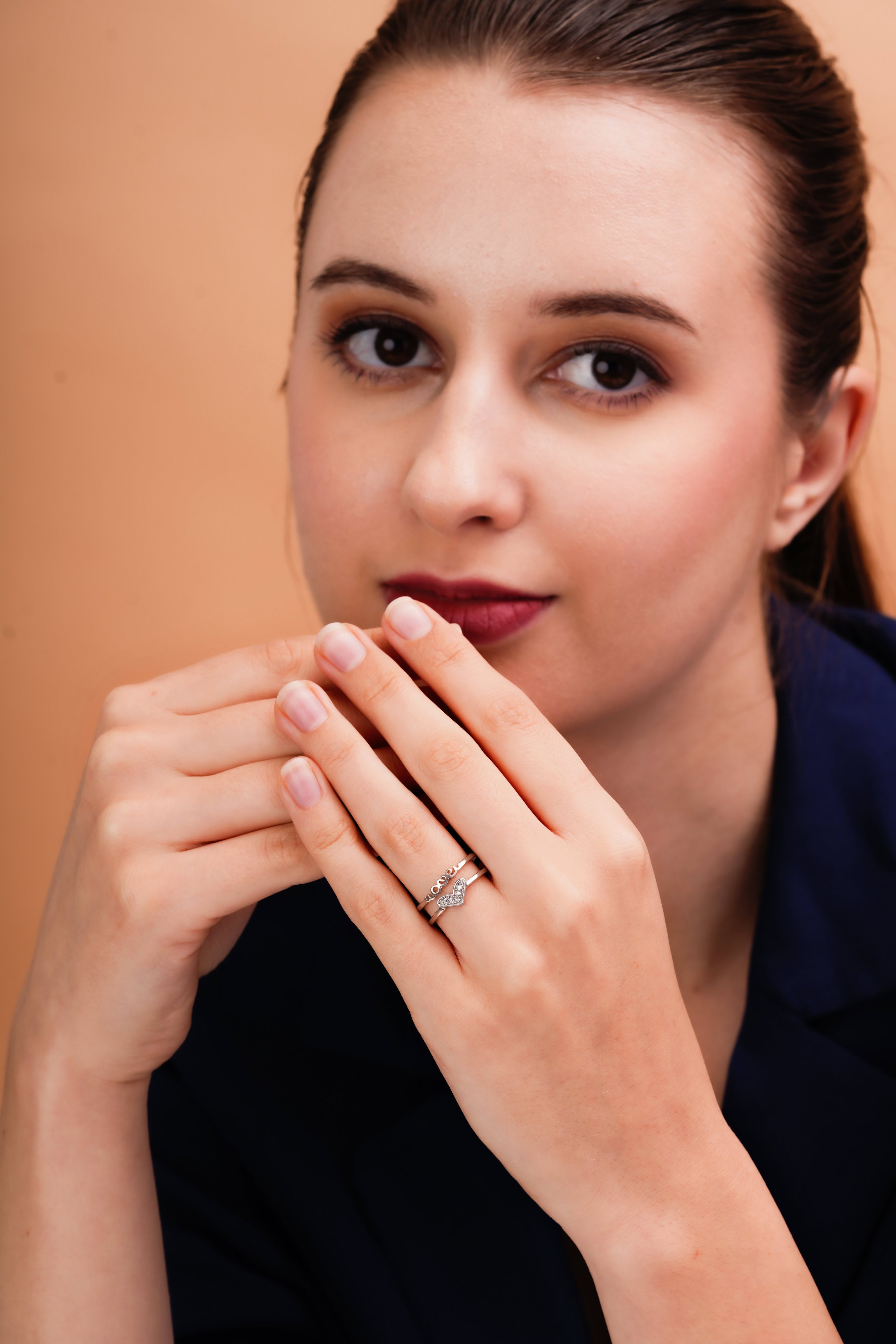 Heart and Love Stackable Ring Set for Women | Silver-Tone