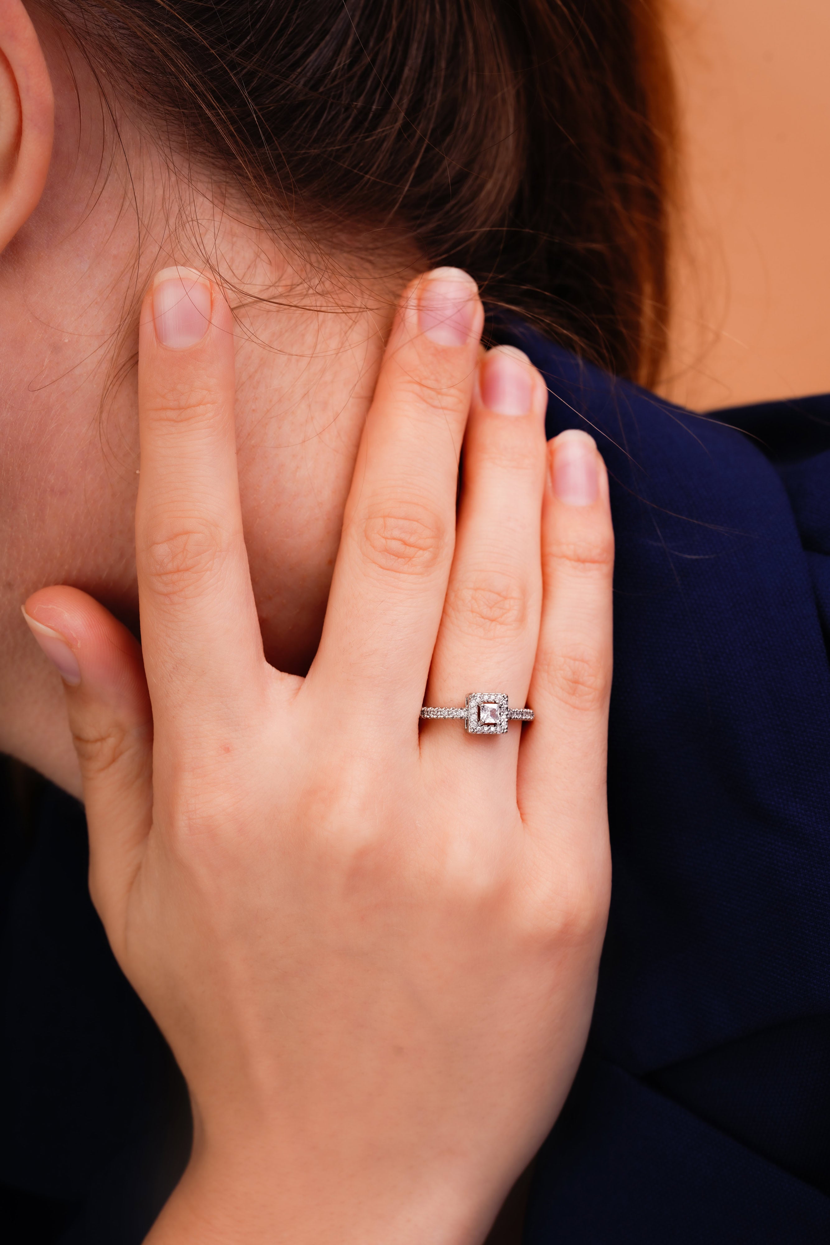 Square Halo Pavé Ring for Women | Sparkling Stone Jewelry