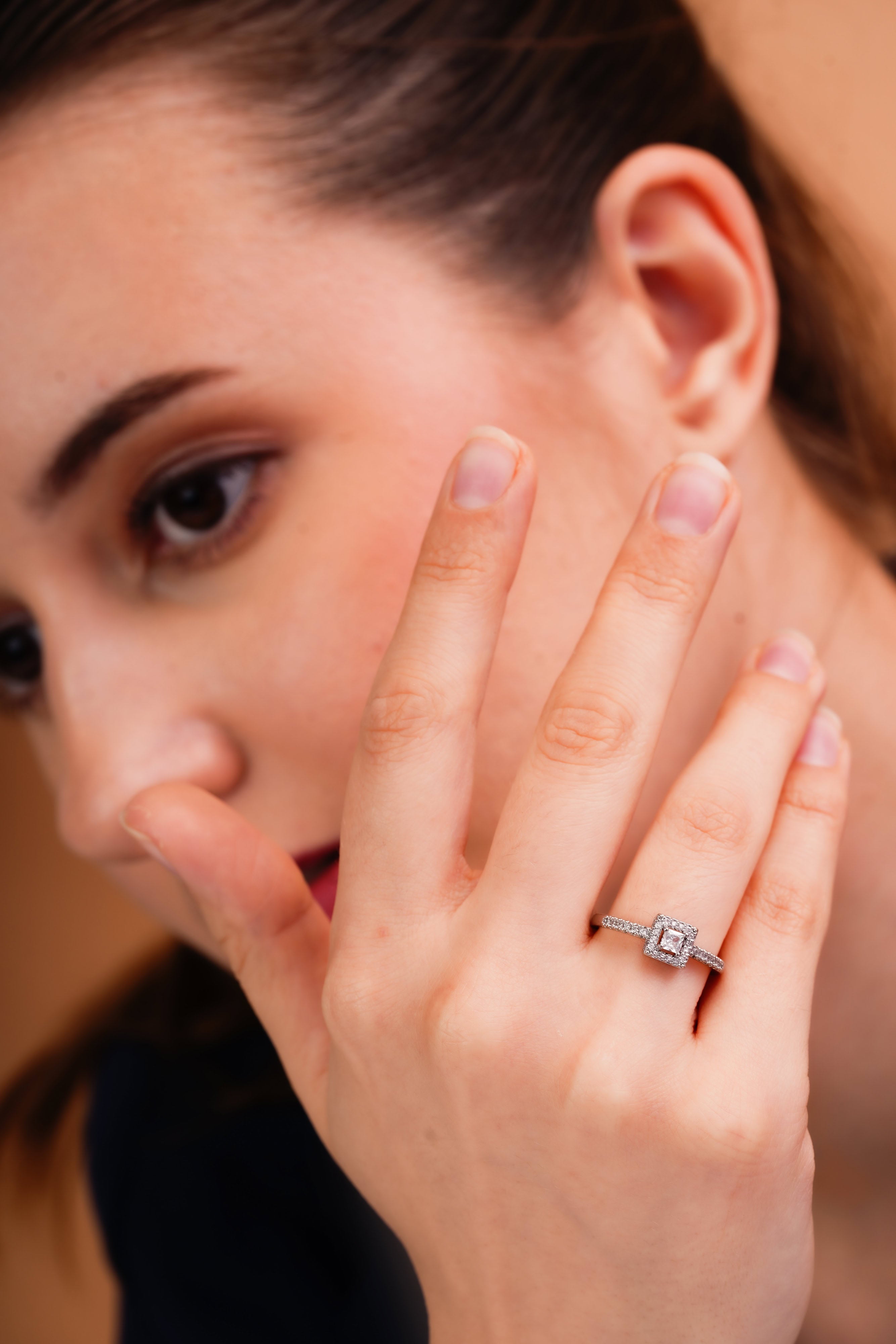Square Halo Pavé Ring for Women | Sparkling Stone Jewelry
