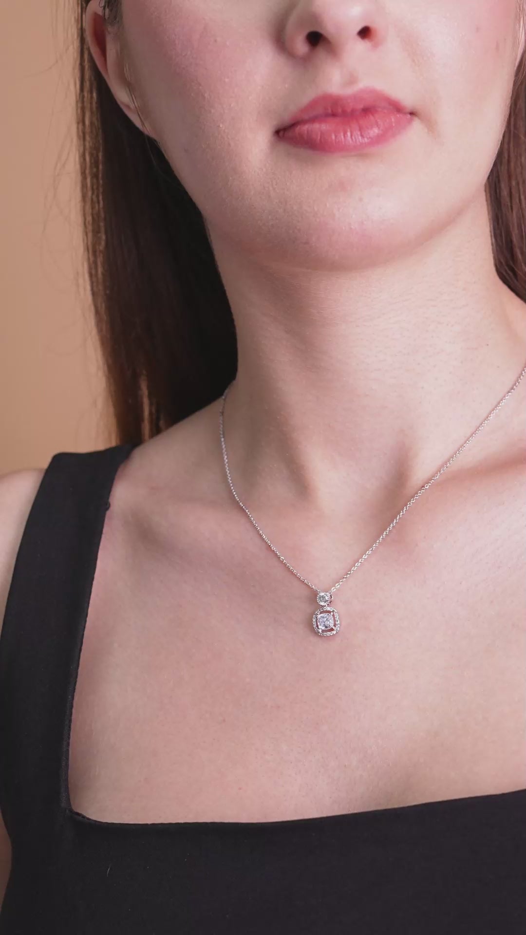 Cushion Halo Pendant Necklace for Women