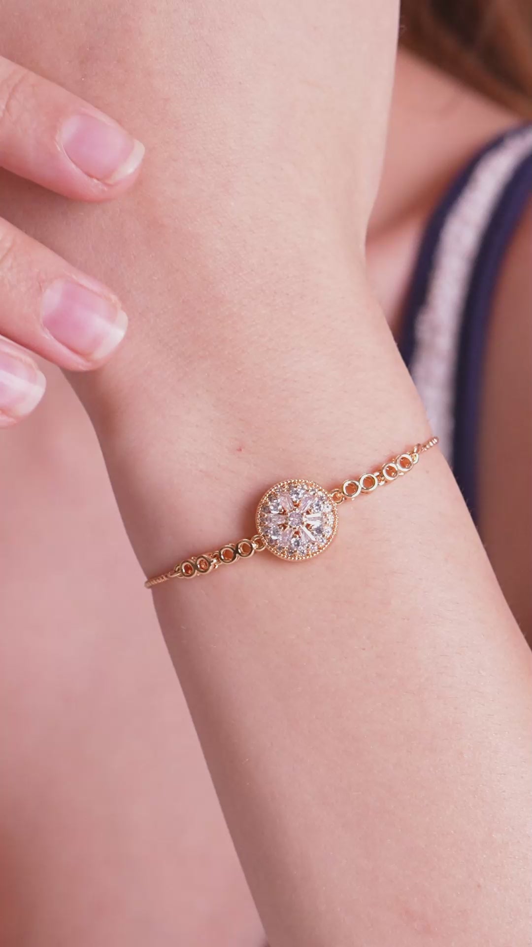 Radiant Halo Rose Gold-Tone Bracelet