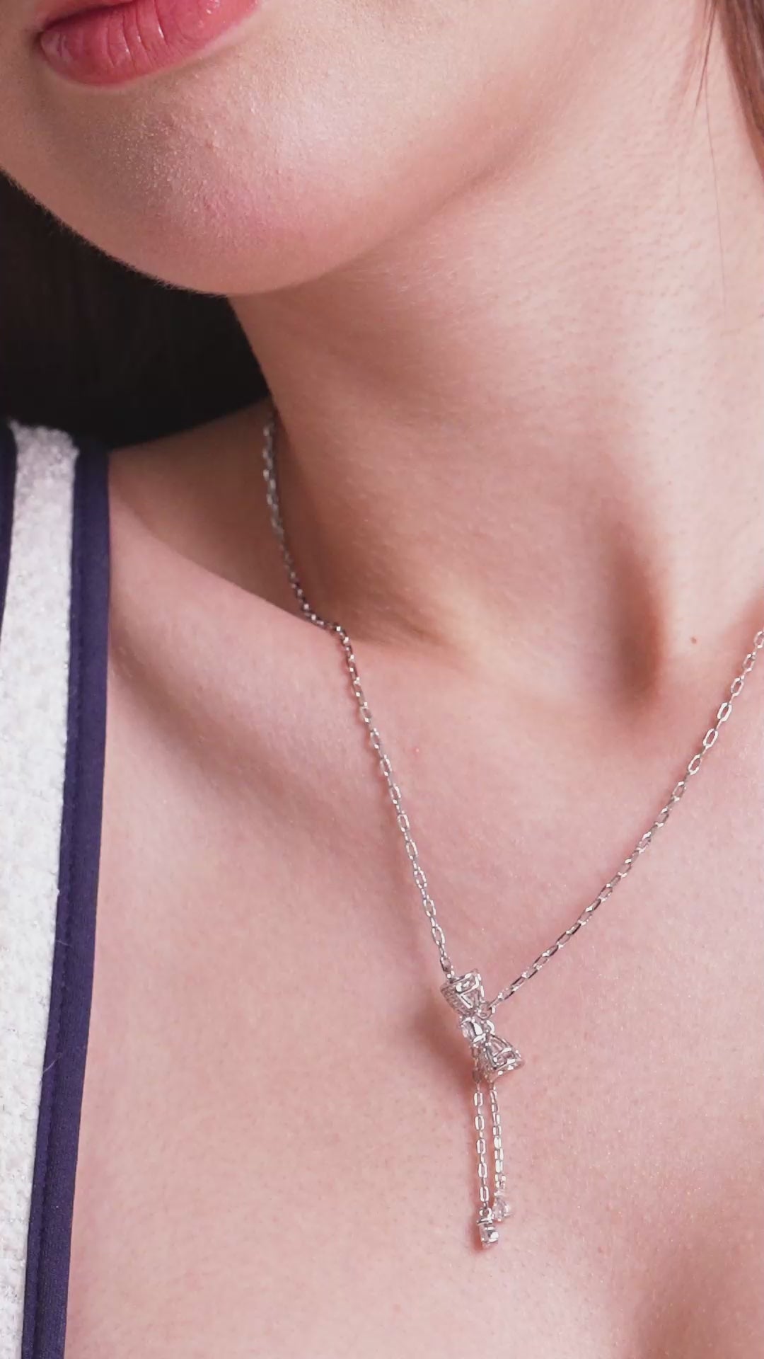 Silver Ribbon Tassel Pendant Necklace for Women | Elegant Adjustable Chain