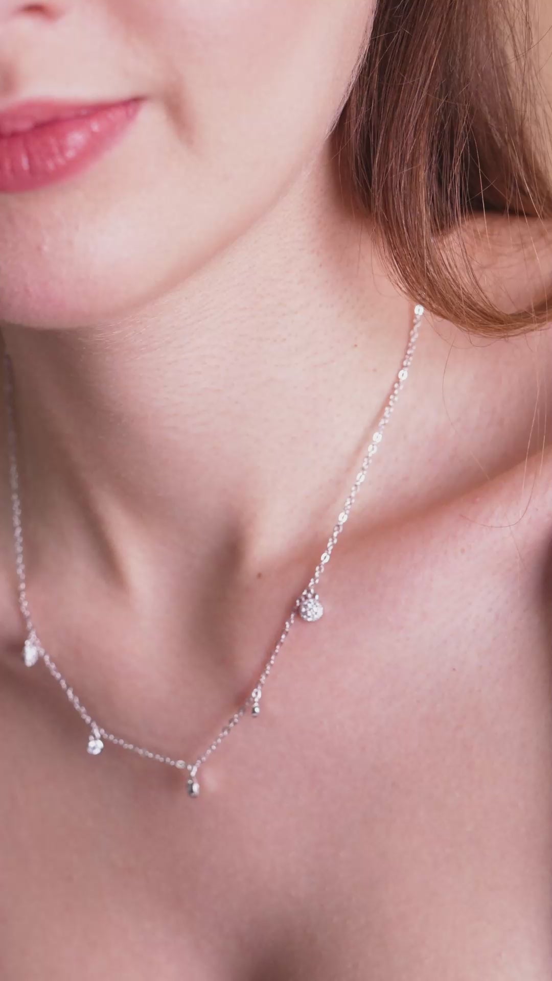 Five-Stone Drop Station Necklace for Women | Silver